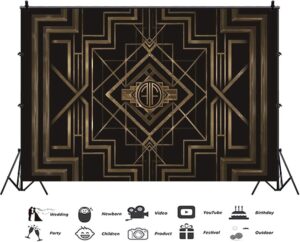Leyiyi 6x4ft Great Black and Gold Birthday Photography Backdrop Adults Children Party Black and Gold Golden Banner Photo Studio Booth Background Newborn Baby Shower Decoration