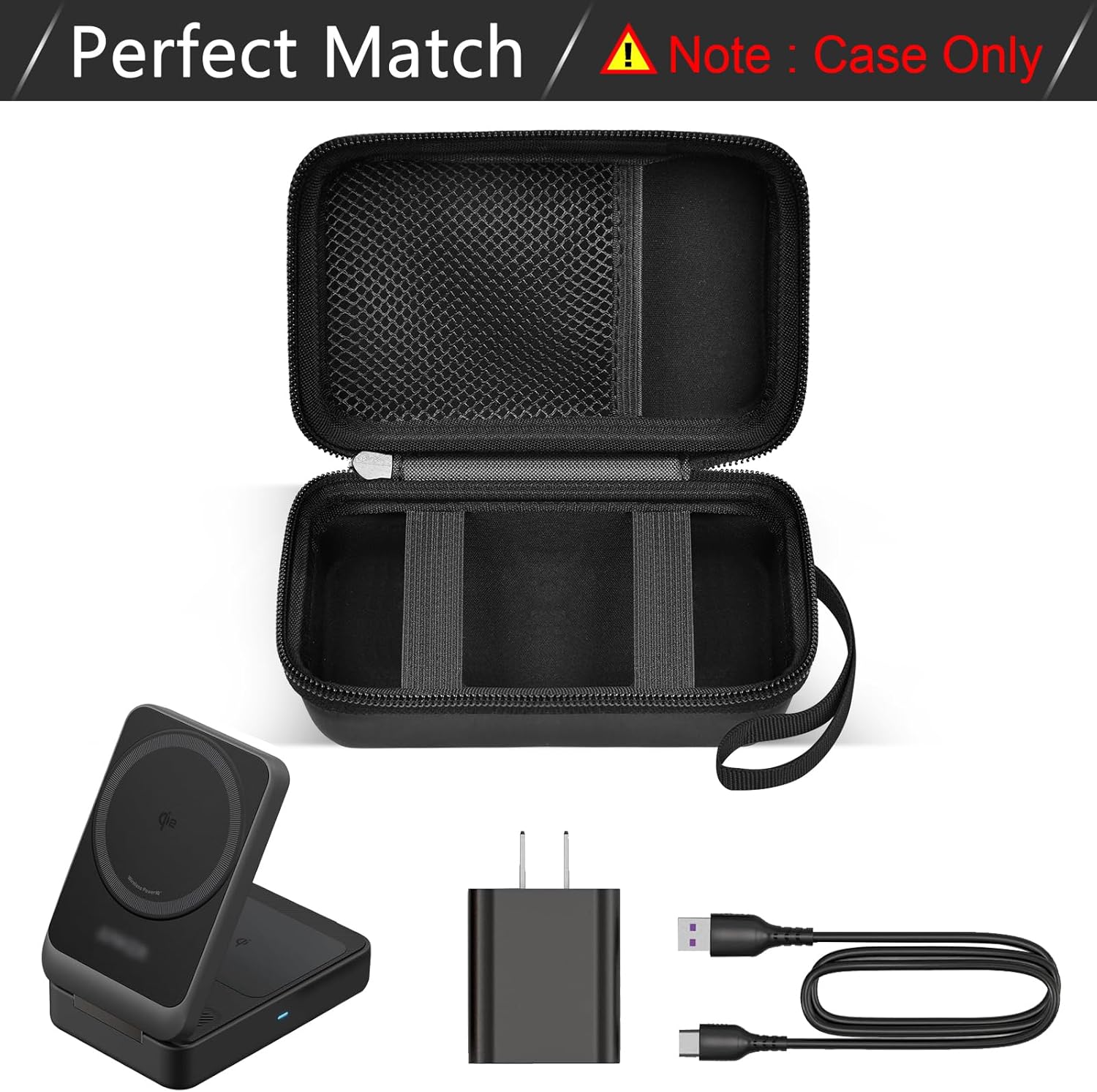 Case for Anker MagGo 3-in-1 for MagGo UFO Charging Station,for Augnner for Iseyyox for Apple MagSafe Duo for LISEN for RTOPSMagSafe Wireless Charger Foldable Magnetic Charging Stand Storage Box-Black - Image 4