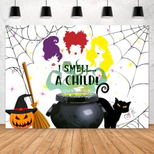 Aperturee 7x5ft Halloween I Smell a Child Backdrop Kids Drink Up Witches Baby Shower Spider Web Photography Background Trick or Treat Banner Pumpkin Castle Magic Decor Props Supplies Party Decoration