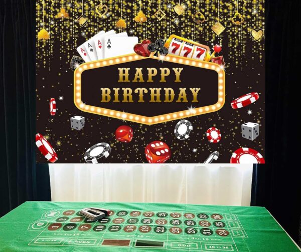 INRUI Casino Happy Birthday Photography Background Las Vegas Casino Night Dice Poker Birthday Party Decorations Backdrop (7x5FT) - Image 6