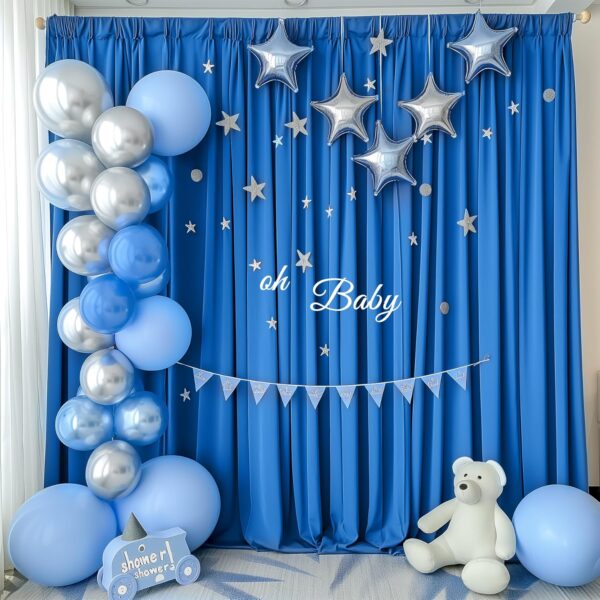 10x10ft Royal Blue Backdrop Curtain for Parties Wedding Baby Shower Curtain Backdrop for Birthday Party Background Decorations Thick Polyester Fabric for Backdrop 5x10ft, 2 Panels
